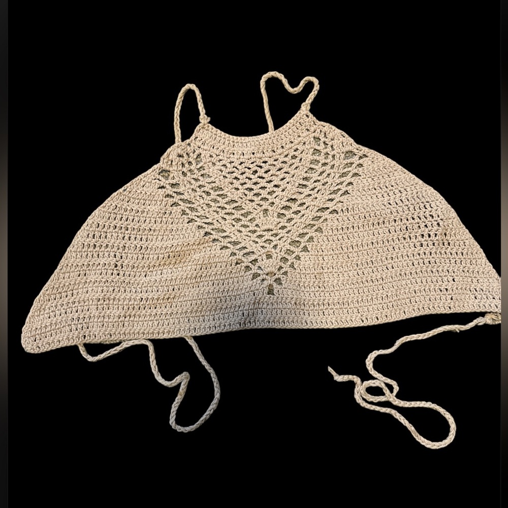 beige crochet handmade custom crop top